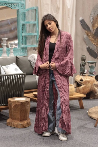 [KF325-6] Kimono Largo de Seda