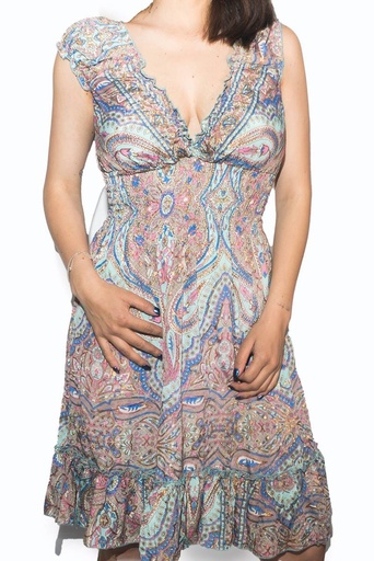 [MD364-5] Vestido Corto de Seda