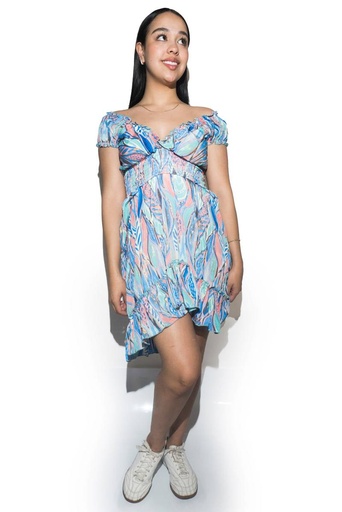 [MD364-2] Vestido Corto de Seda