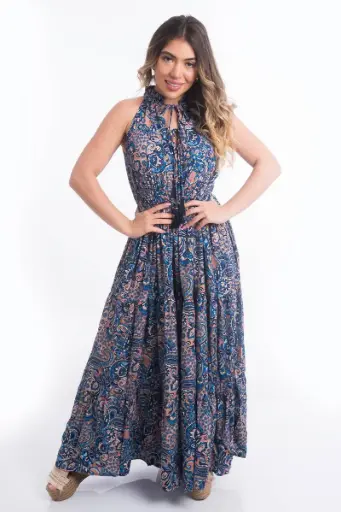 [LD116-4] Vestido Largo de Seda 